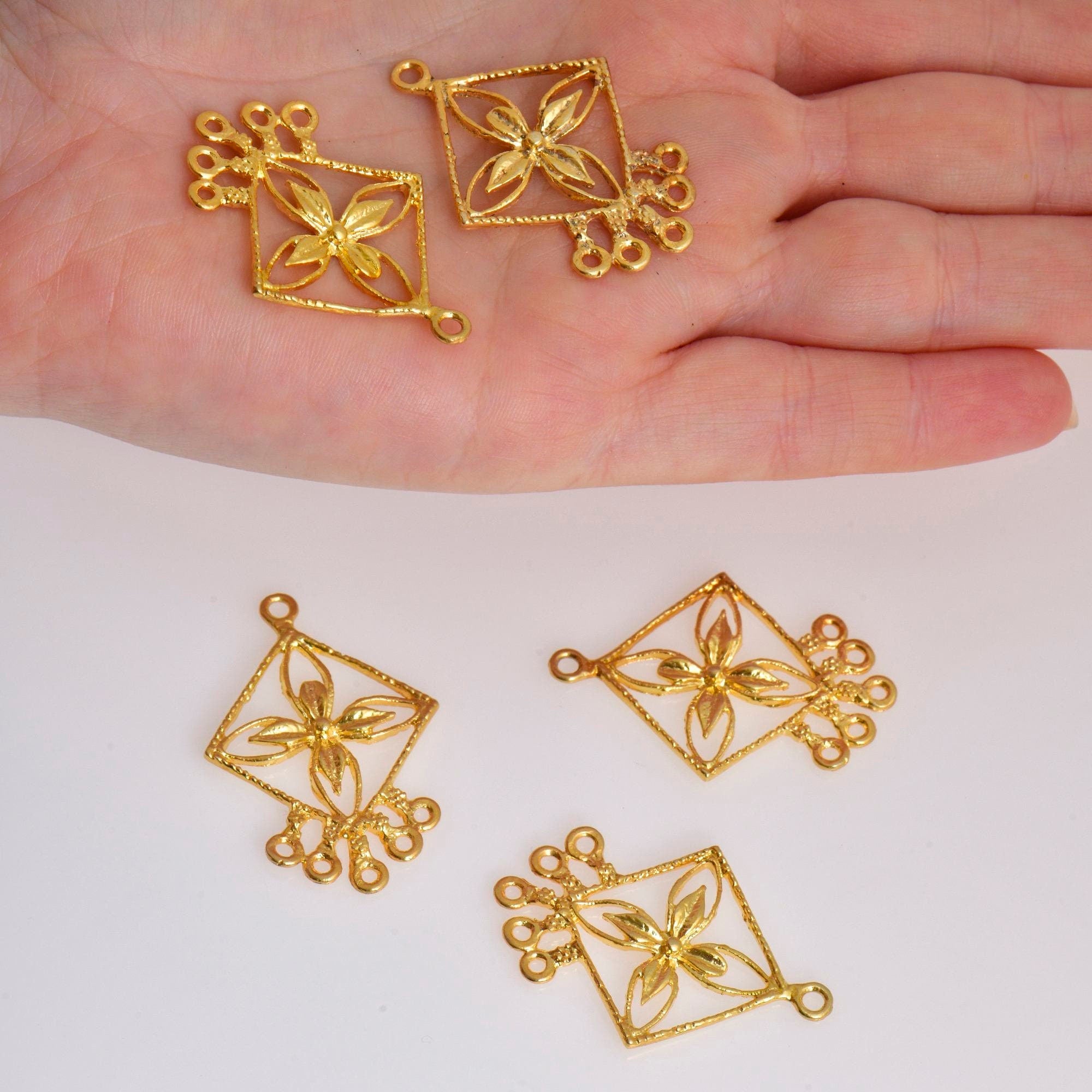 24K Gold Vermeil Chandelier Earring Component, Pendants, Gold Plated 925 Sterling Silver Chandelier Connectors, Jewelry Findings, S8V