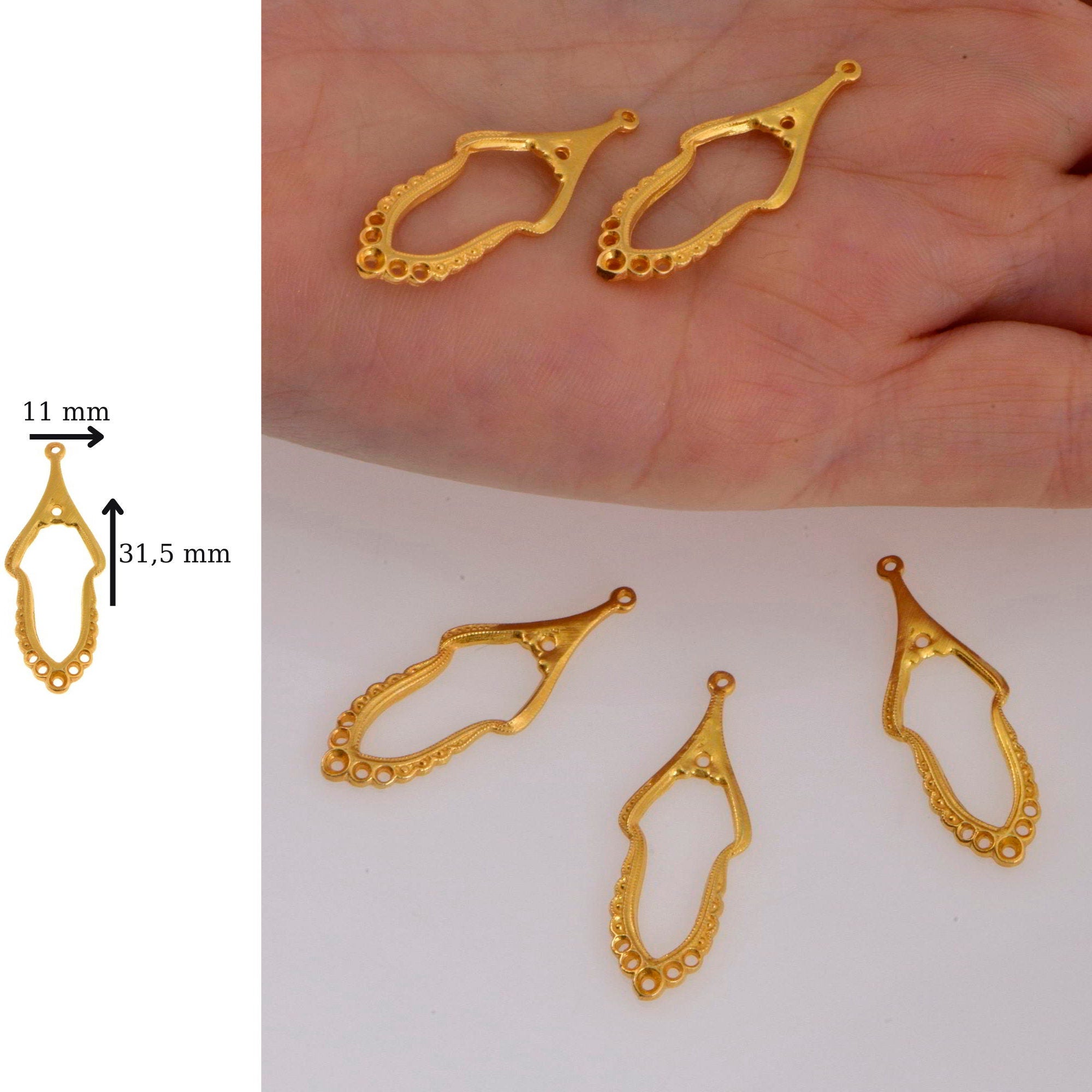 925 Sterling Silver & 24K Gold Vermeil Chandelier Component for Earring, Pendants, Chandelier Connector, Jewelry Findings, SV2/S2