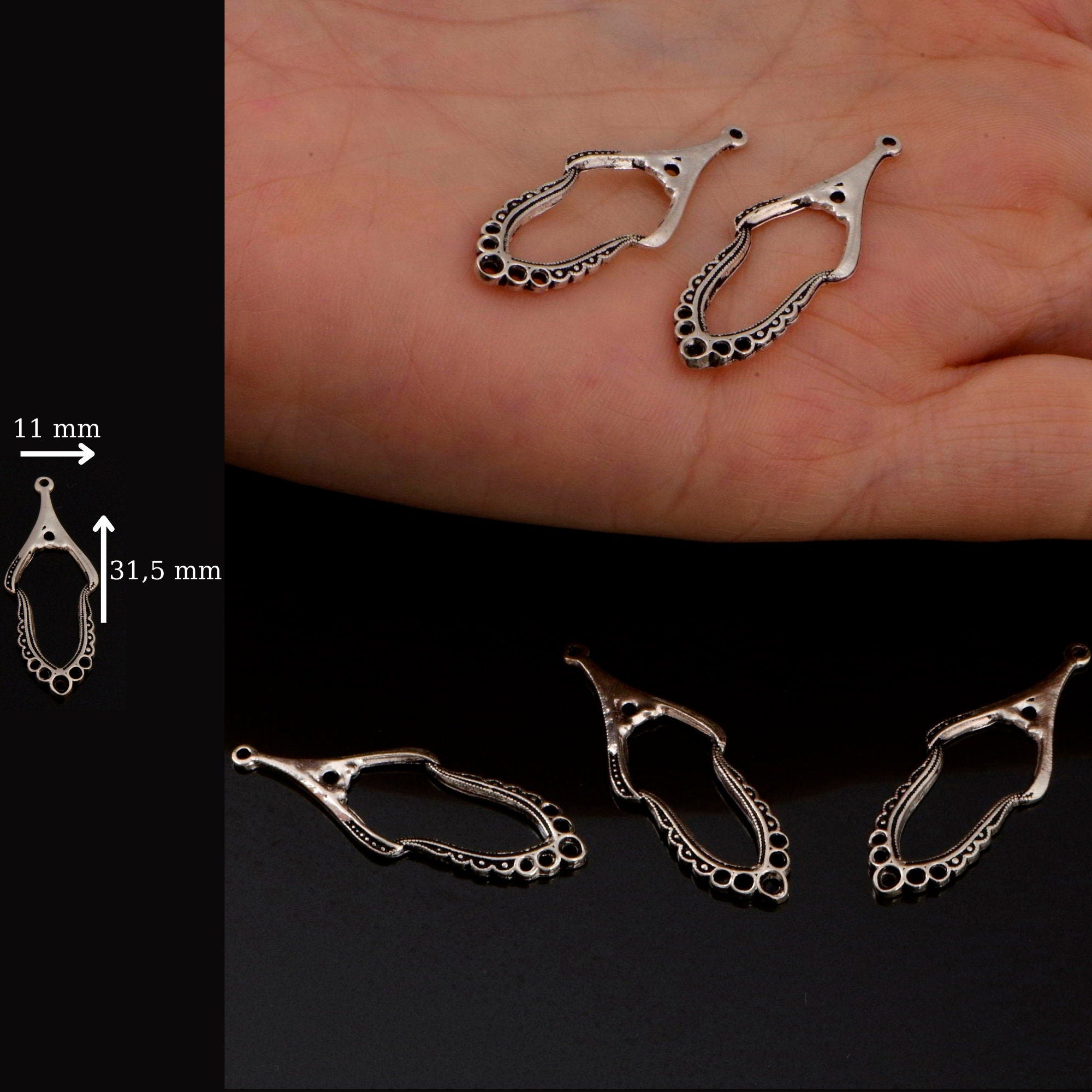 925 Sterling Silver & 24K Gold Vermeil Chandelier Component for Earring, Pendants, Chandelier Connector, Jewelry Findings, SV2/S2