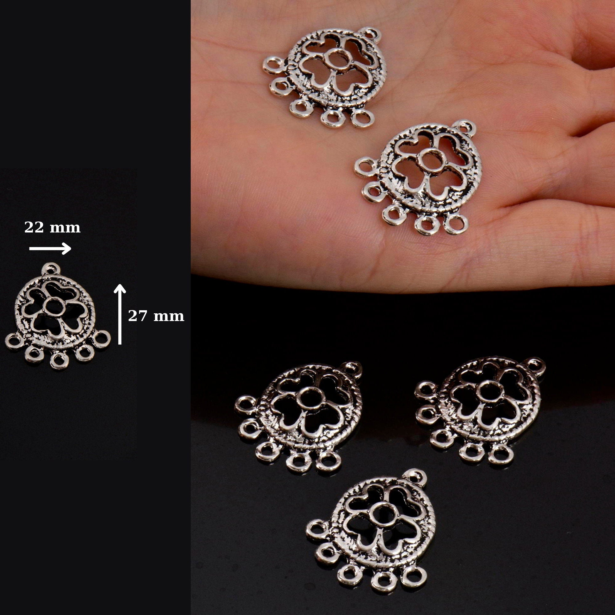 925 Sterling Silver & 24K Gold Vermeil Chandelier Component for Earring, Pendants, Chandelier Connector, Jewelry Findings, SV4/S4