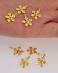 24K Gold Vermeil Flower Dangle Charm, 925 Sterling Silver Star Dangle Charm, Necklace Dangle Charm, Earrings, Jewelry Findings, S10V