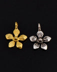 925 Sterling Silver & 24K Gold Vermeil Flower Dangle Charm, Star Dangle Charm, Necklace Charm, Earrings, Jewelry Findings, S10V\S10