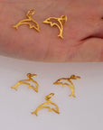 925 Sterling Silver & 24K Gold Vermeil Dolphin Dangle Charm, Fish Dangle Charm, Necklace Charm, Earrings, Jewelry Findings, S11V\S11