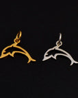 925 Sterling Silver & 24K Gold Vermeil Dolphin Dangle Charm, Fish Dangle Charm, Necklace Charm, Earrings, Jewelry Findings, S11V\S11