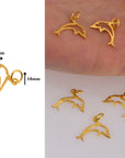 925 Sterling Silver & 24K Gold Vermeil Dolphin Dangle Charm, Fish Dangle Charm, Necklace Charm, Earrings, Jewelry Findings, S11V\S11