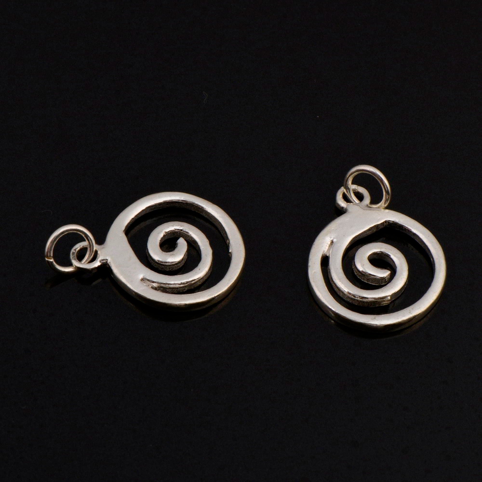 925 Sterling Silver Spiral Dangle Charm, Solid Silver Swirl Dangle Charm, Necklace Dangle Charm, Earrings, Jewelry Findings, S12