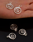 925 Sterling Silver Spiral Dangle Charm, Solid Silver Swirl Dangle Charm, Necklace Dangle Charm, Earrings, Jewelry Findings, S12