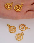 24K Gold Vermeil Spiral Dangle Charm, 925 Sterling Silver Swirl Dangle Charm, Necklace Dangle Charm, Earrings, Jewelry Findings, S12V