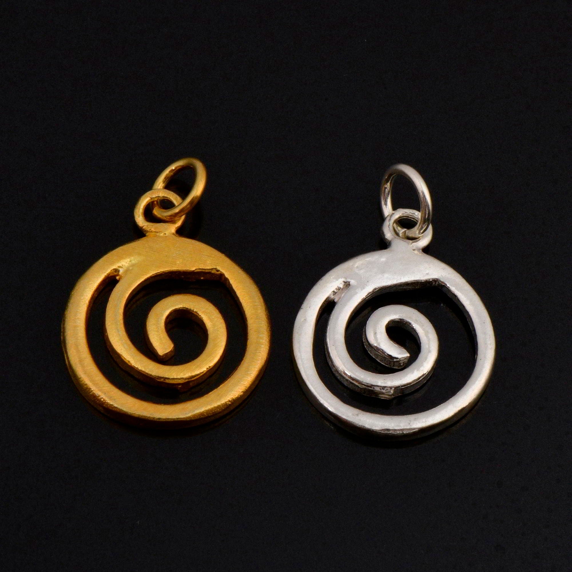 925 Sterling Silver & 24K Gold Vermeil Spiral Dangle Charm, Swirl Dangle Charm, Necklace Charm, Earrings, Jewelry Findings, S12V\S12