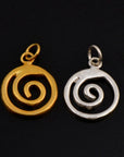 925 Sterling Silver & 24K Gold Vermeil Spiral Dangle Charm, Swirl Dangle Charm, Necklace Charm, Earrings, Jewelry Findings, S12V\S12
