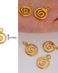 925 Sterling Silver & 24K Gold Vermeil Spiral Dangle Charm, Swirl Dangle Charm, Necklace Charm, Earrings, Jewelry Findings, S12V\S12