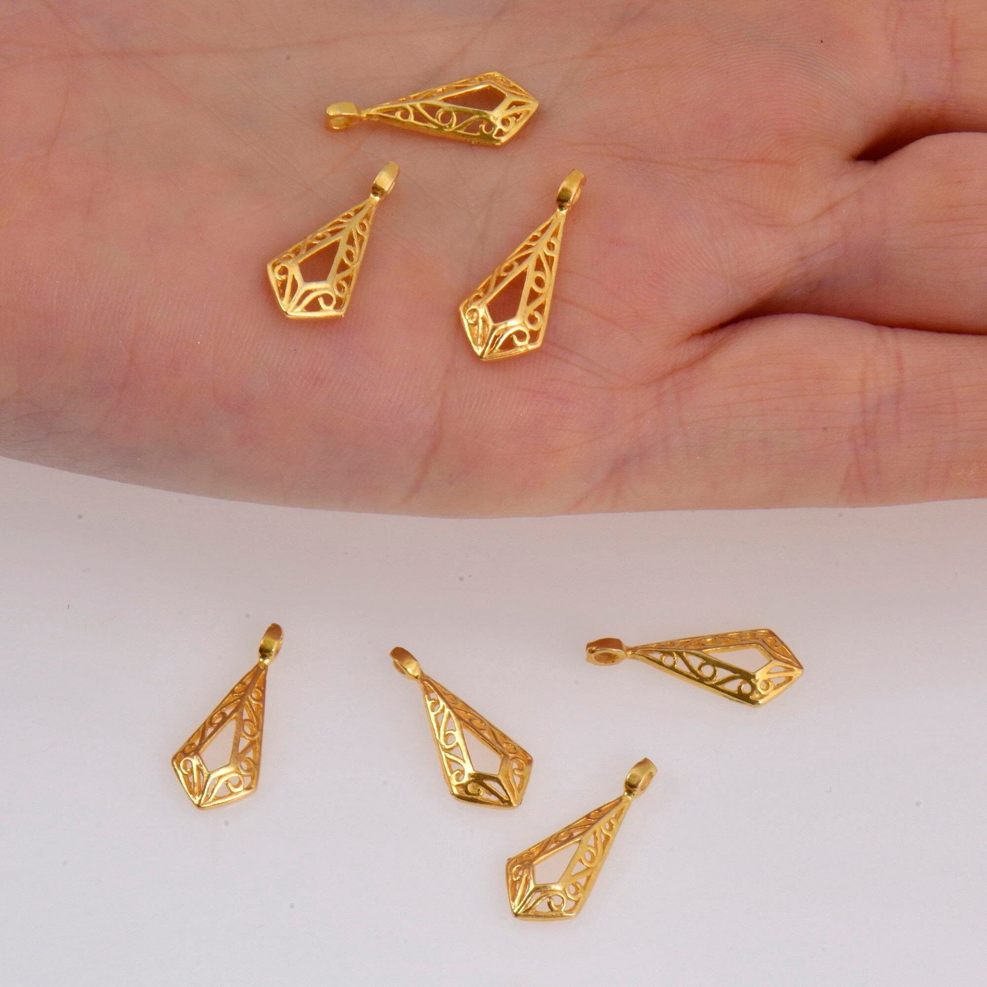 24K Gold Vermeil Filigree Dangle Charm, 925 Sterling Silver Rhombus Dangle Charm, Necklace Dangle Charm, Earrings Dangle Charm, S13V