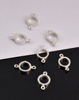925 Sterling Silver Circle Connector Charms, Solid Silver Bezel Connector Charm, Round Connector Charm, Connectors for Jewelry Making, S14
