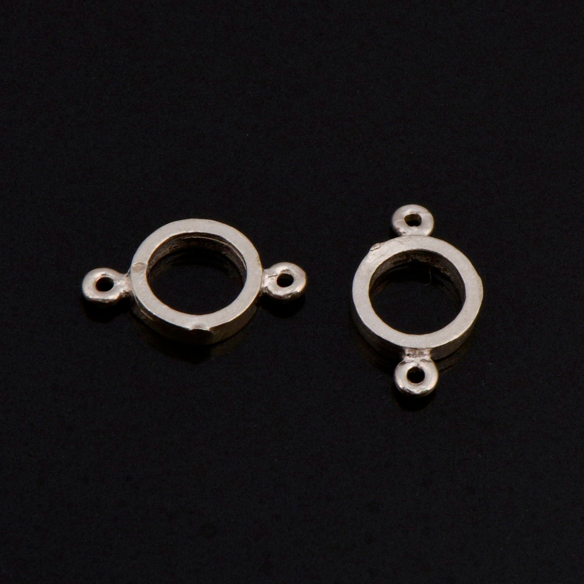 925 Sterling Silver Circle Connector Charms, Solid Silver Bezel Connector Charm, Round Connector Charm, Connectors for Jewelry Making, S14