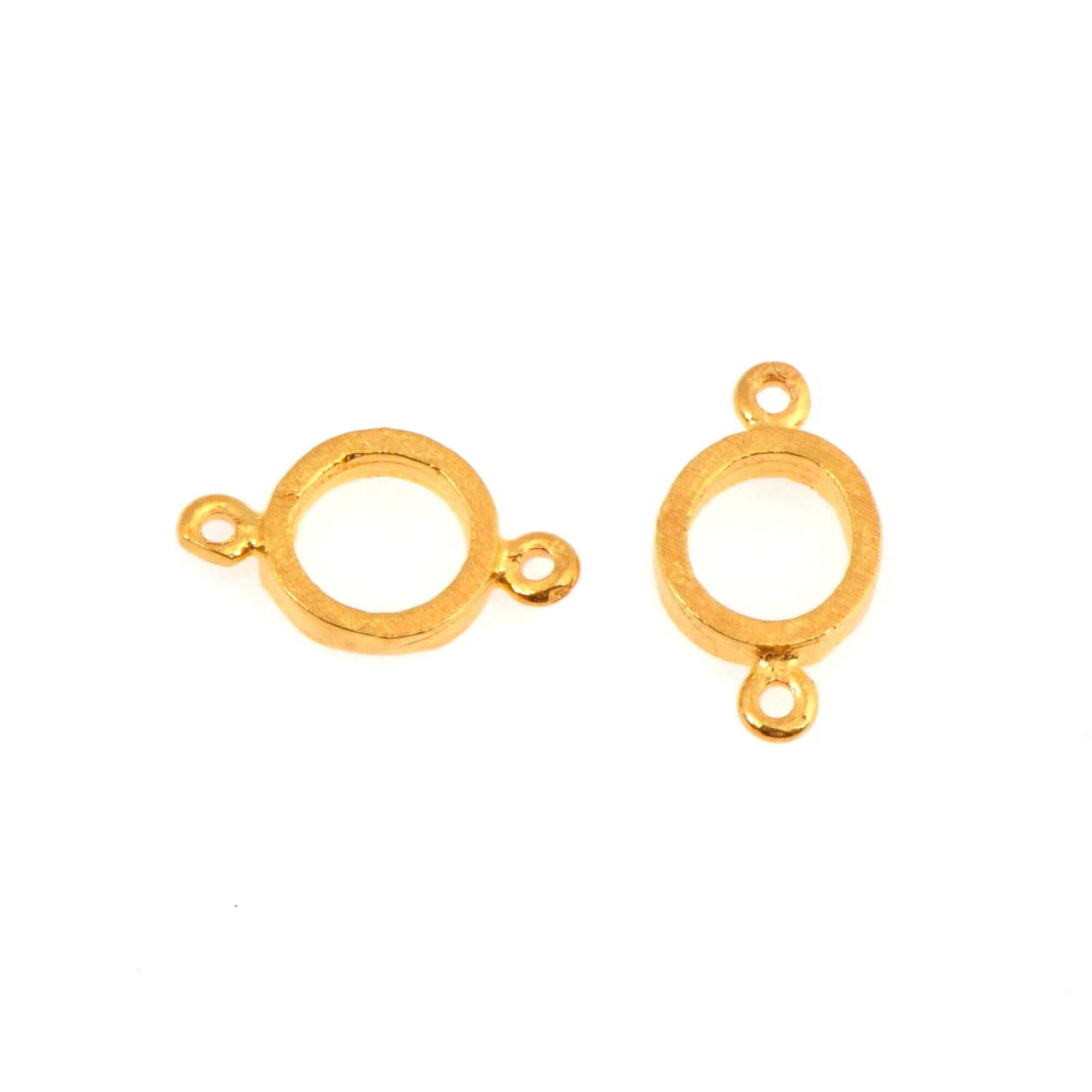 24K Gold Vermeil Circle Connector Charms, Gold Vermeil Bezel Connector Charm, 925 Silver Round Connector Charm, Jewelry Making, S14V