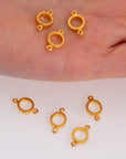 24K Gold Vermeil Circle Connector Charms, Gold Vermeil Bezel Connector Charm, 925 Silver Round Connector Charm, Jewelry Making, S14V