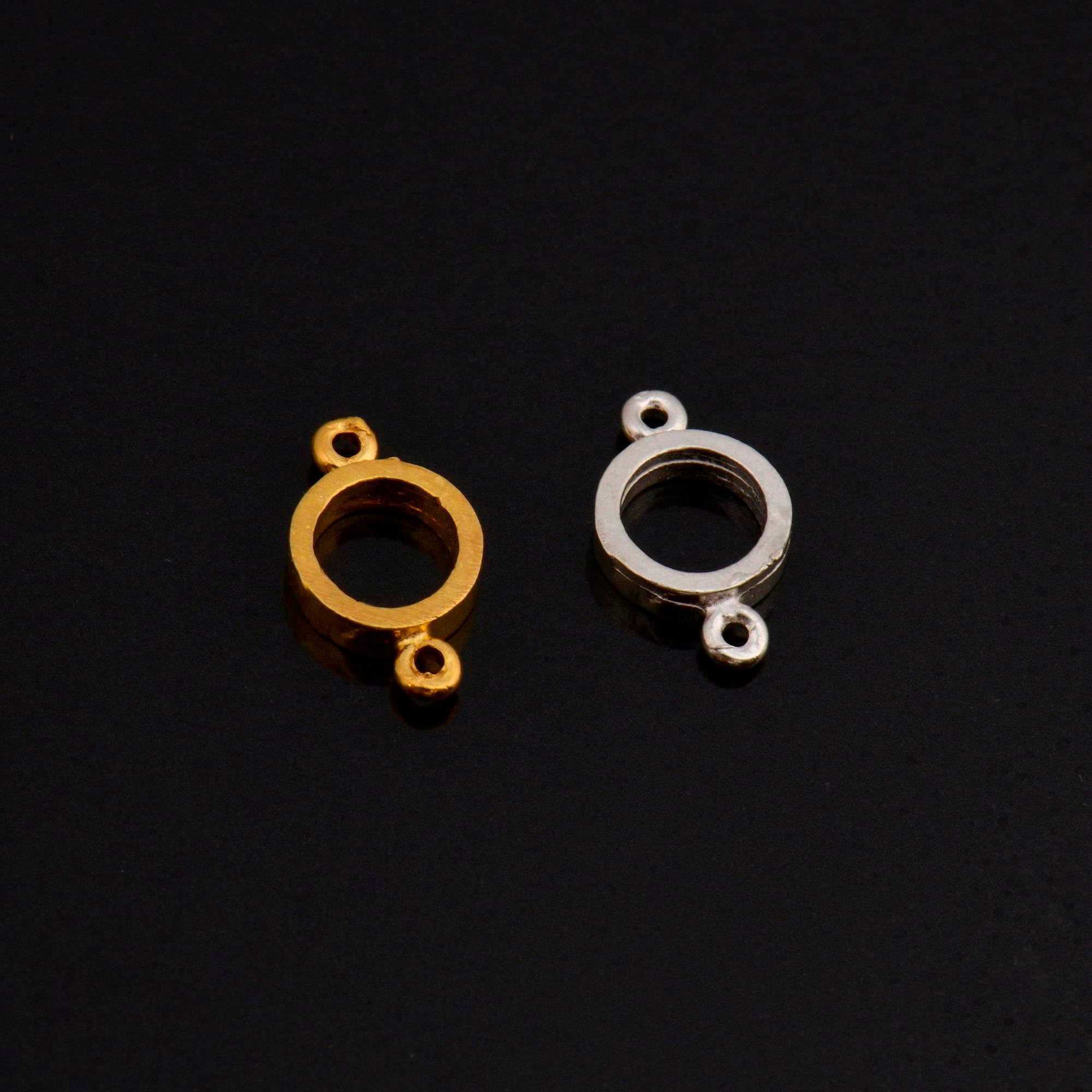 925 Sterling Silver & 24K Gold Vermeil Circle Connector Charms, Bezel Connector Charm, Round Connector Charm, Jewelry Making, S14V\S14