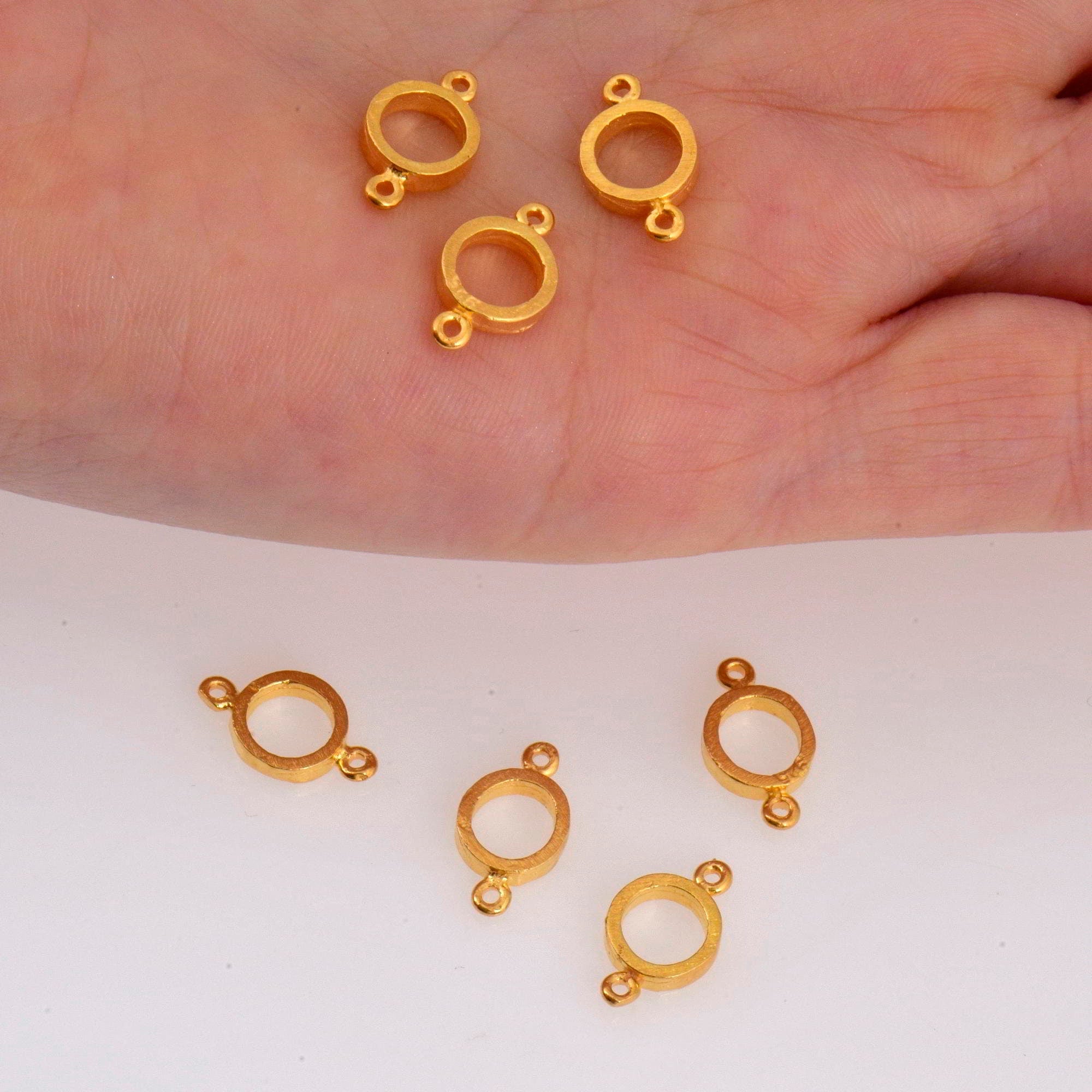 925 Sterling Silver & 24K Gold Vermeil Circle Connector Charms, Bezel Connector Charm, Round Connector Charm, Jewelry Making, S14V\S14