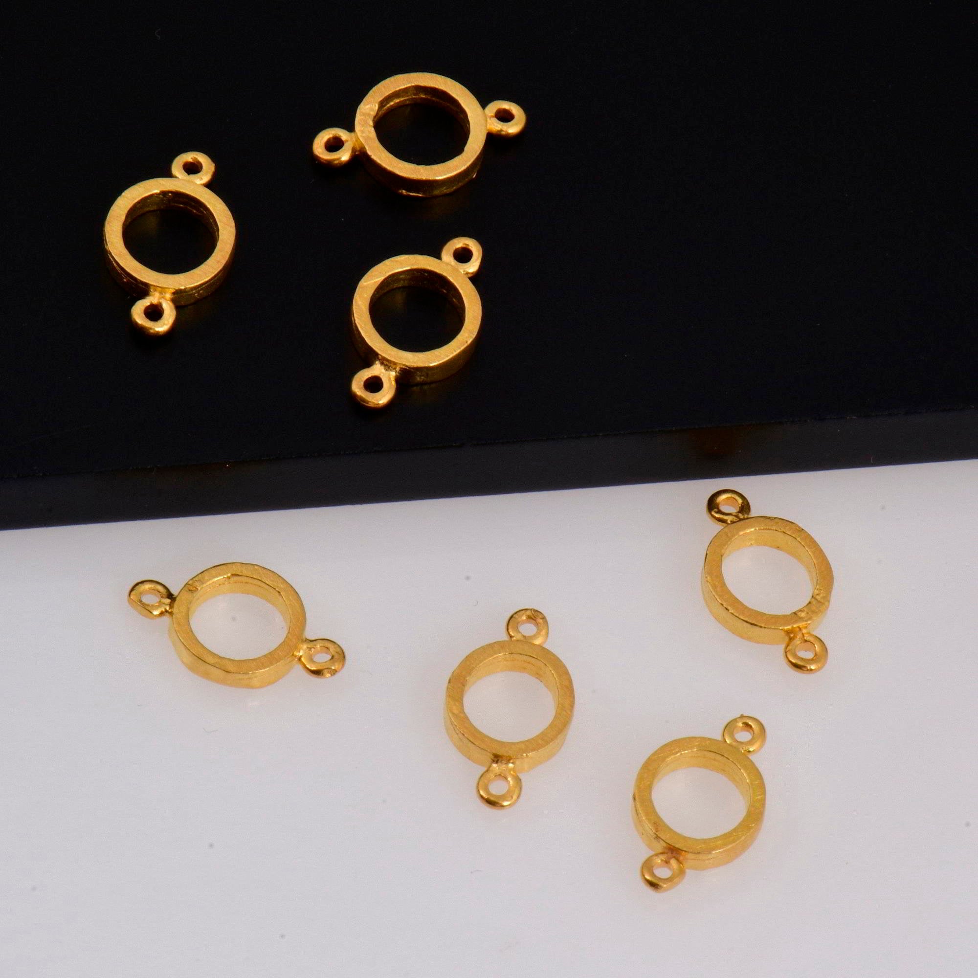 925 Sterling Silver & 24K Gold Vermeil Circle Connector Charms, Bezel Connector Charm, Round Connector Charm, Jewelry Making, S14V\S14