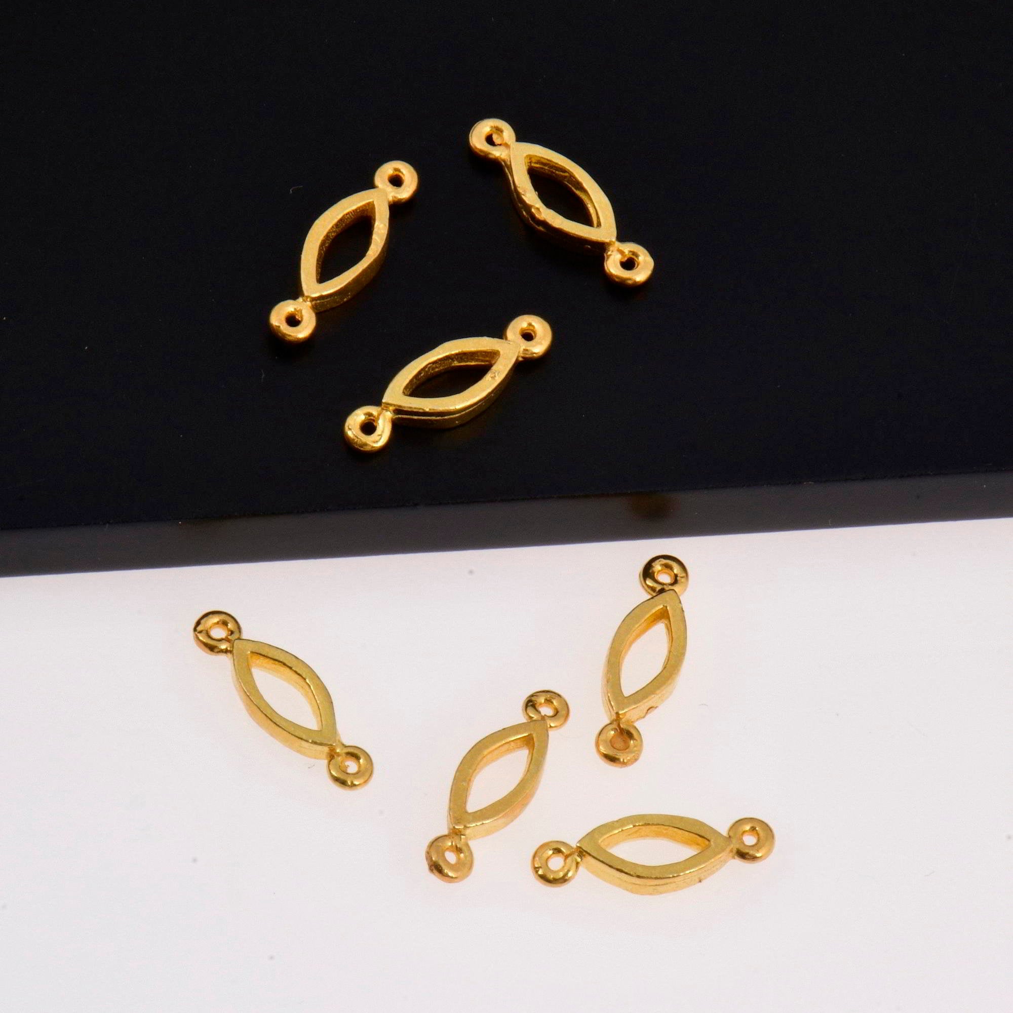 24K Gold Vermeil Oval Connector Charms, Oval Links, 925 Sterling Silver Oval Blank Connector Charms, Connectors for Jewelry Making, S15V