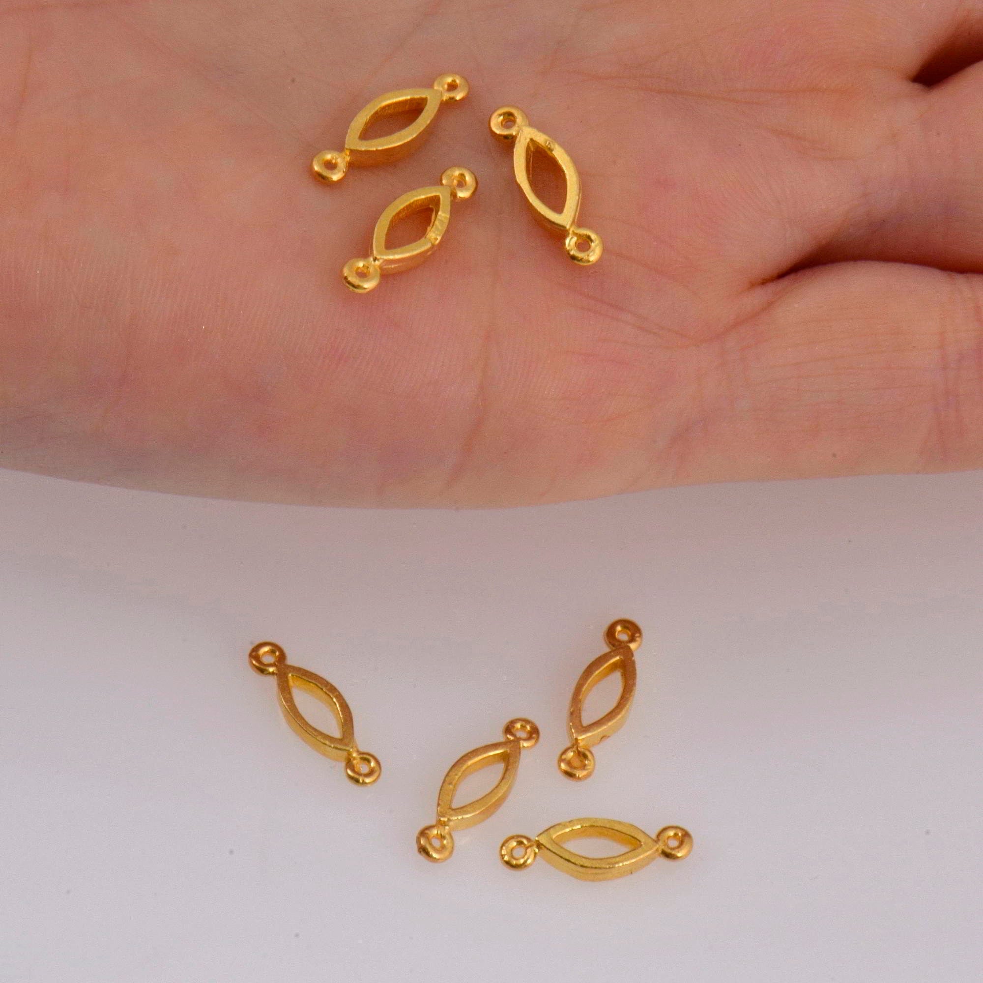 925 Sterling Silver & 24K Gold Vermeil Oval Connector Charms, Oval Blank Connector Charms, Connectors for Jewelry Making, S15V\S15