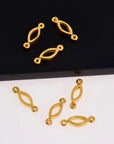 925 Sterling Silver & 24K Gold Vermeil Oval Connector Charms, Oval Blank Connector Charms, Connectors for Jewelry Making, S15V\S15