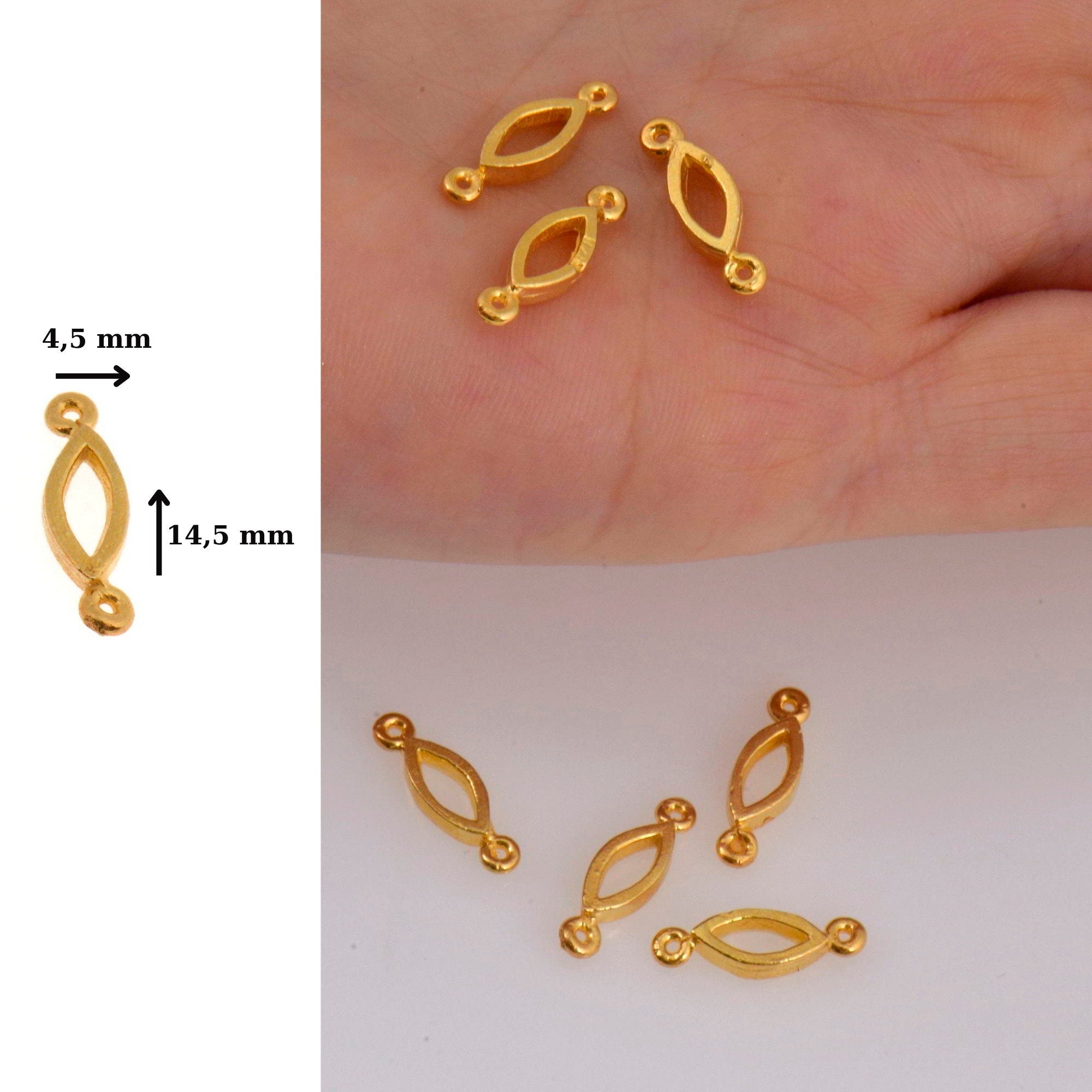 925 Sterling Silver & 24K Gold Vermeil Oval Connector Charms, Oval Blank Connector Charms, Connectors for Jewelry Making, S15V\S15