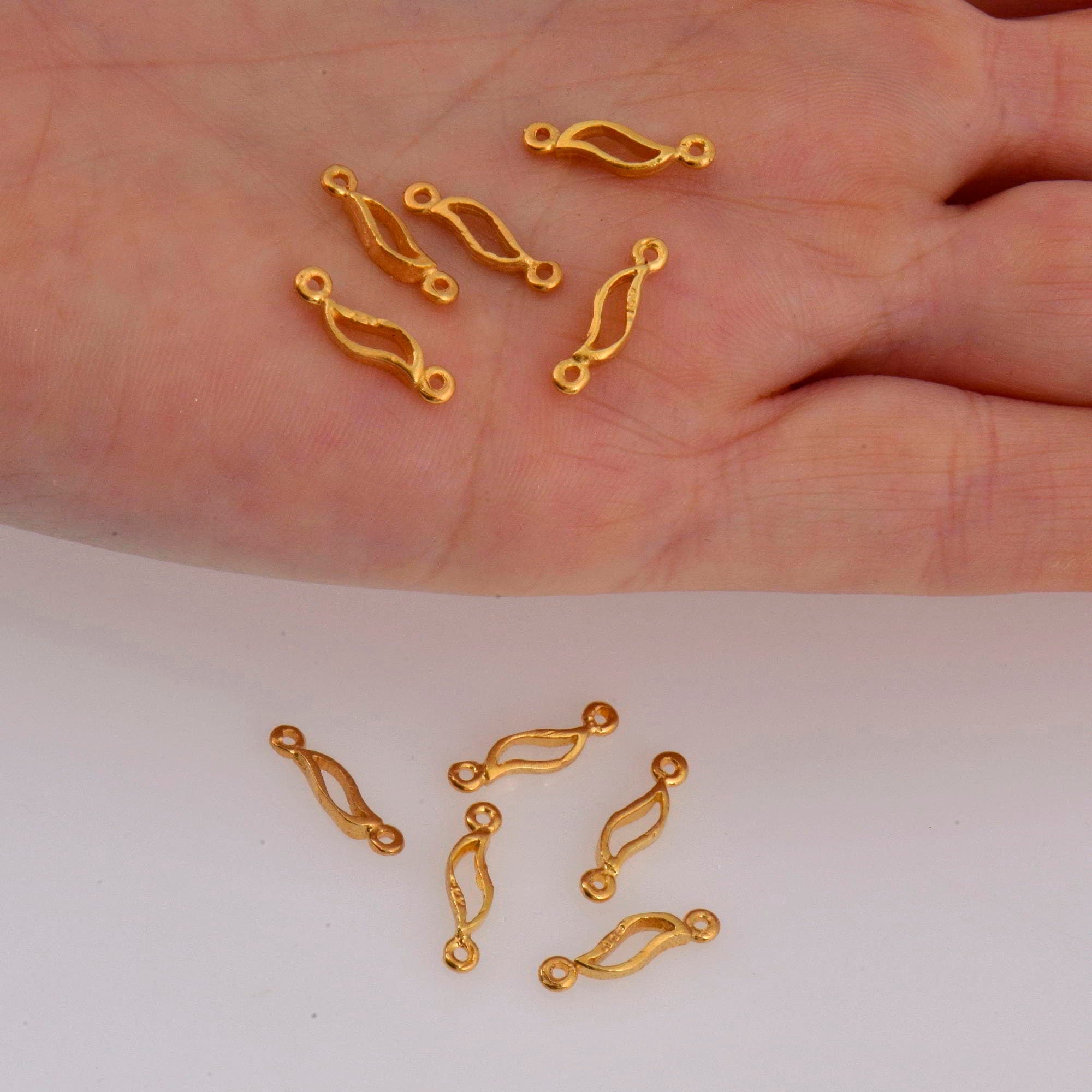 24K Gold Vermeil Curve Oval Connector Charms, 925 Sterling Silver Wavy Oval Links, Oval Connector Charms, Jewelry Making, S16V