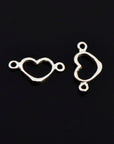 925 Sterling Silver Heart Connector Charms, Solid Silver Heart Shape Connector Links, Love Connector Charms, Jewelry Making, S19
