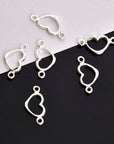 925 Sterling Silver Heart Connector Charms, Solid Silver Heart Shape Connector Links, Love Connector Charms, Jewelry Making, S19