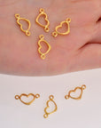 24K Gold Vermeil Heart Connector Charms, 925 Sterling Silver Heart Shape Connector Link, Love Connector Charm, Jewelry Making, S19V