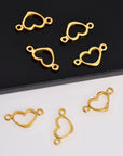 24K Gold Vermeil Heart Connector Charms, 925 Sterling Silver Heart Shape Connector Link, Love Connector Charm, Jewelry Making, S19V