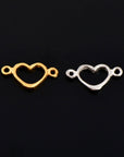 925 Sterling Silver & 24K Gold Vermeil Heart Connector Charms, Heart Shape Connector, Love Connector Charm, Jewelry Making, S19V/S19
