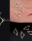 925 Sterling Silver & 24K Gold Vermeil Heart Connector Charms, Heart Shape Connector, Love Connector Charm, Jewelry Making, S19V/S19