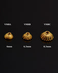 24K Gold Vermeil 6mm to 8mm Bead Caps, Gold Plated Bead Caps, 925 Silver Bead Caps in Gold, Spacer Bead Caps, Jewelry Supplies, VM8A-B-C