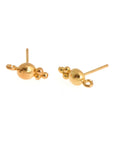 24K Gold Vermeil Ball Ear Post, Round Ball Ear Posts with Loop, 925 Solid Silver Ball Shape Earring Posts, Jewelry Making Findings, S17V