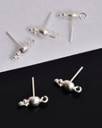 24K Gold Vermeil & 925 Silver Ball Ear Post, Round Ball Ear Posts with Loop, Silver Ball Shape Earring Posts, Jewelry Findings, S17V/S17