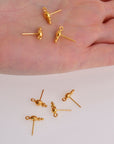 24K Gold Vermeil & 925 Silver Ball Ear Post, Round Ball Ear Posts with Loop, Silver Ball Shape Earring Posts, Jewelry Findings, S17V/S17