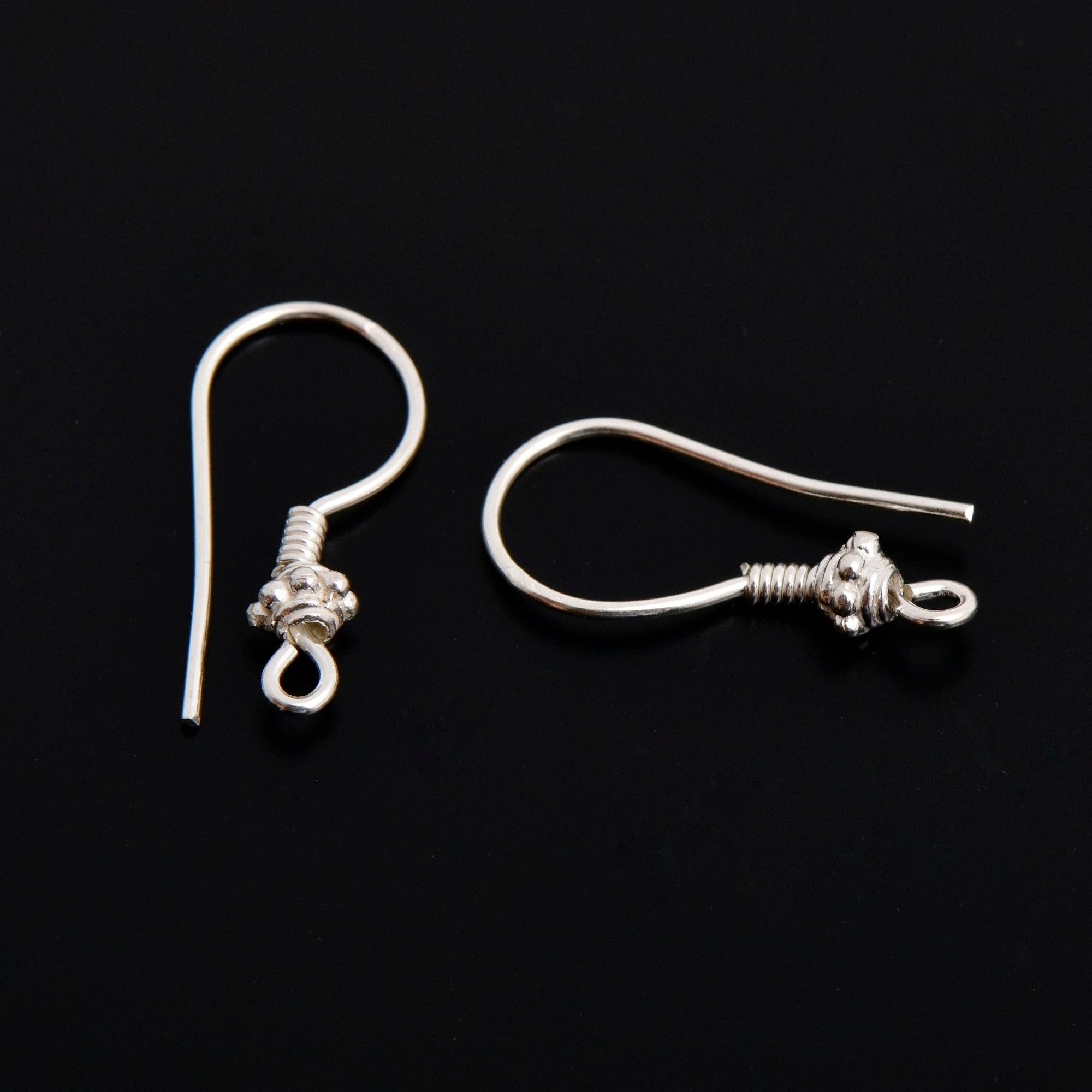 925 Sterling Silver Ear Wires, Solid Silver Earring Hooks, Silver Ball Ear Wires, Earrings Making Supply, Jewelry Making Findings, S21