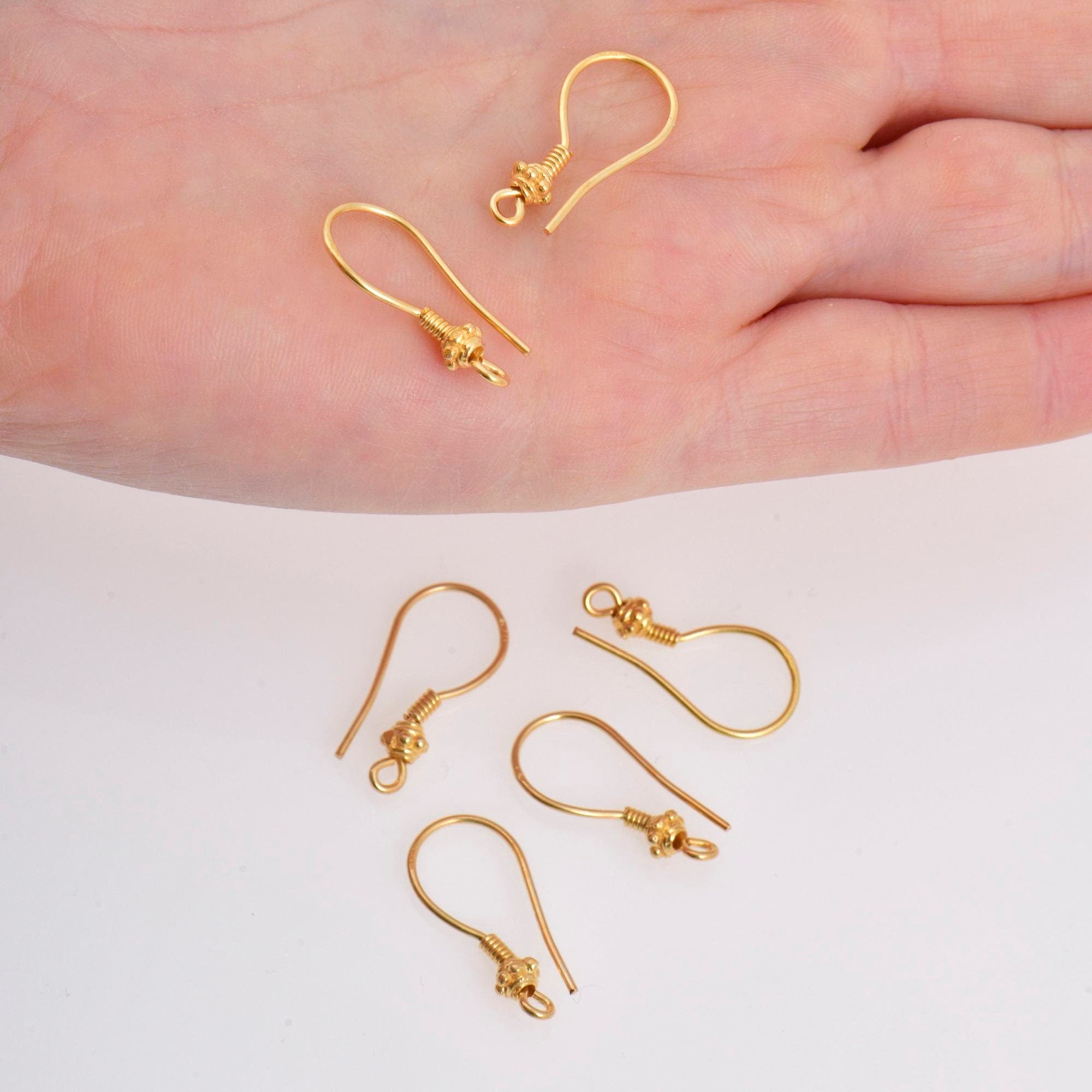 24K Gold Vermeil & 925 Sterling Silver Ear Wires, Earring Hooks, Ball Ear Wires, Earrings Making Supply, Jewelry Findings, S21V/S21