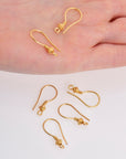 24K Gold Vermeil & 925 Sterling Silver Ear Wires, Earring Hooks, Ball Ear Wires, Earrings Making Supply, Jewelry Findings, S21V/S21
