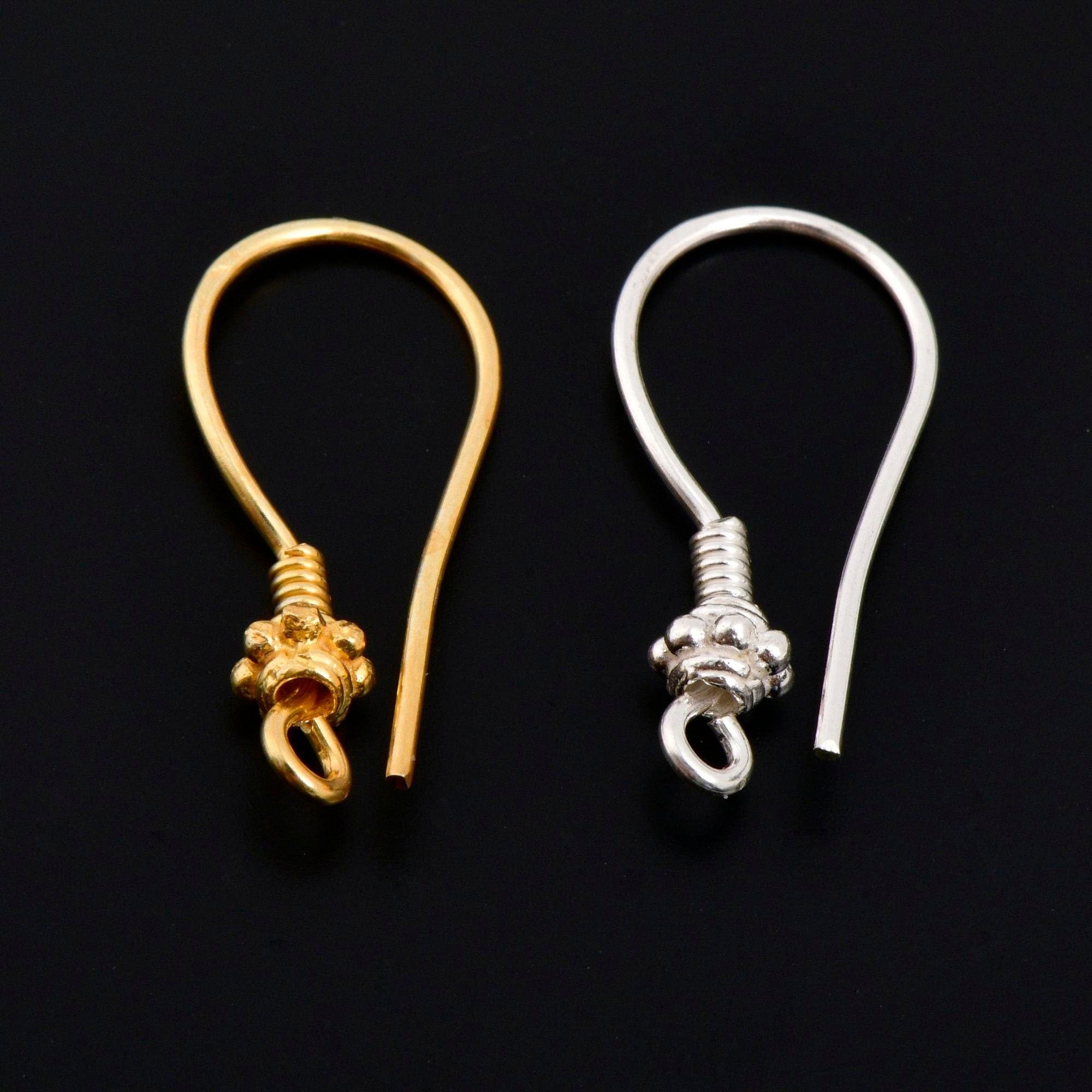 24K Gold Vermeil & 925 Sterling Silver Ear Wires, Earring Hooks, Ball Ear Wires, Earrings Making Supply, Jewelry Findings, S21V/S21