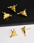 24K Gold Vermeil & 925 Silver Tulip Flower Earring Posts, Tulip Stud Earring With Loop, Earring Stud Component, Jewelry Finding, S22V/ S22