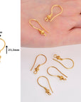 24K Gold Vermeil & 925 Sterling Silver Ear Wires, Earring Hooks, Ball Ear Wires, Earrings Making Supply, Jewelry Findings, S21V/S21
