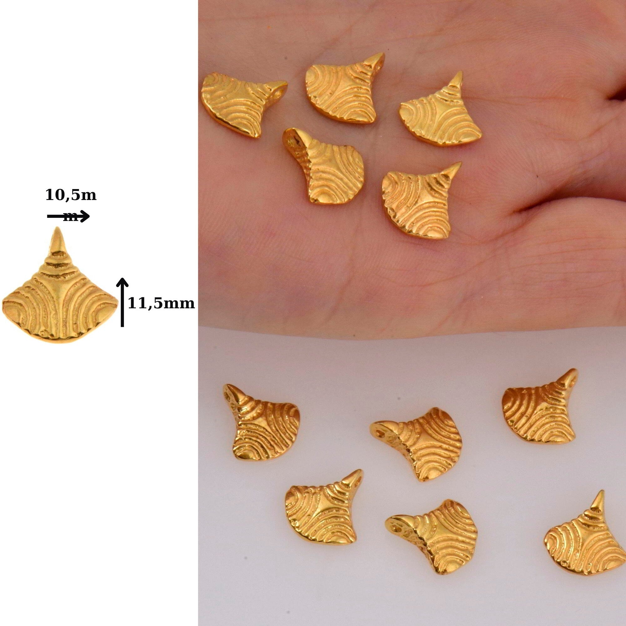 24K Gold Vermeil & 925 Stelling Silver Sea Shell Dangle Charm, Silver Dangle Charm, Earrings Dangle Charm, Jewelry Finding, S23V\S23