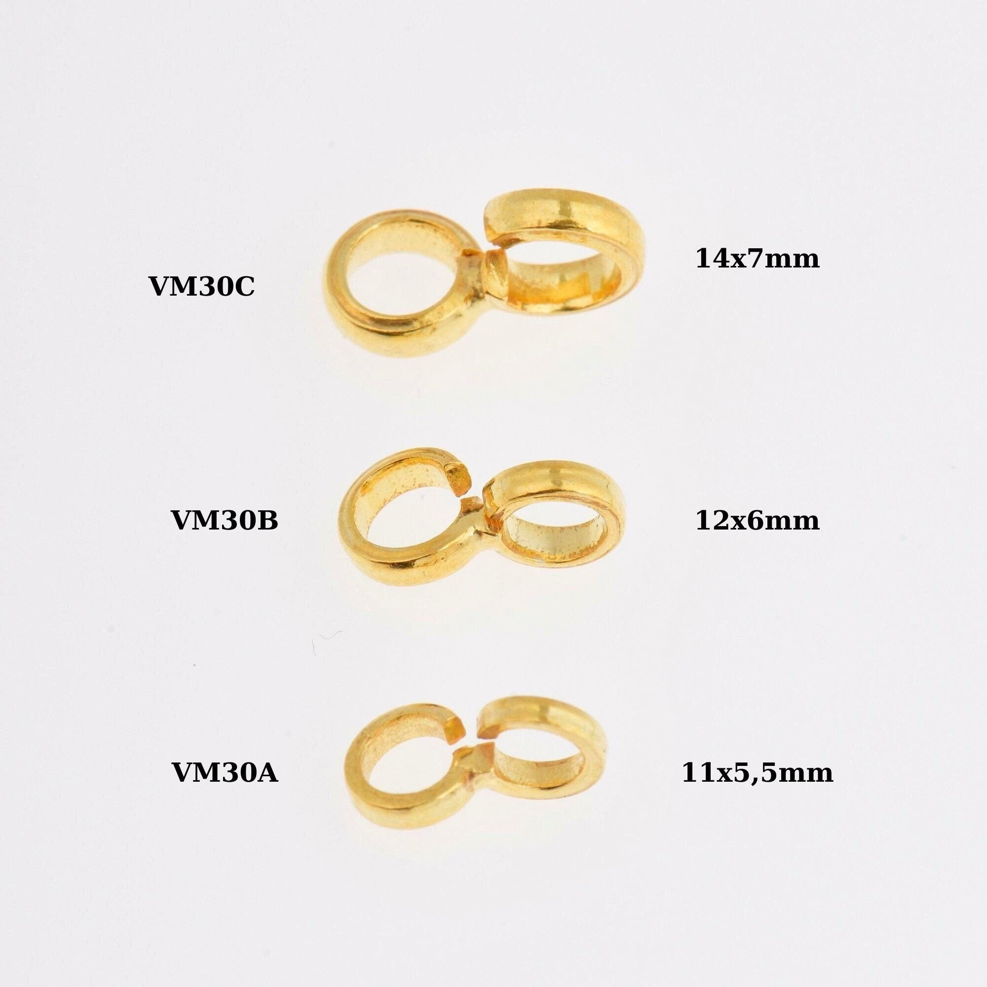 24K Gold Vermeil Bails with Open Loop, Gold Plated Open Loop Bails, 925 Smooth Silver Connector Bails, Bail Charms, Jewelry Findings,VM30A-C