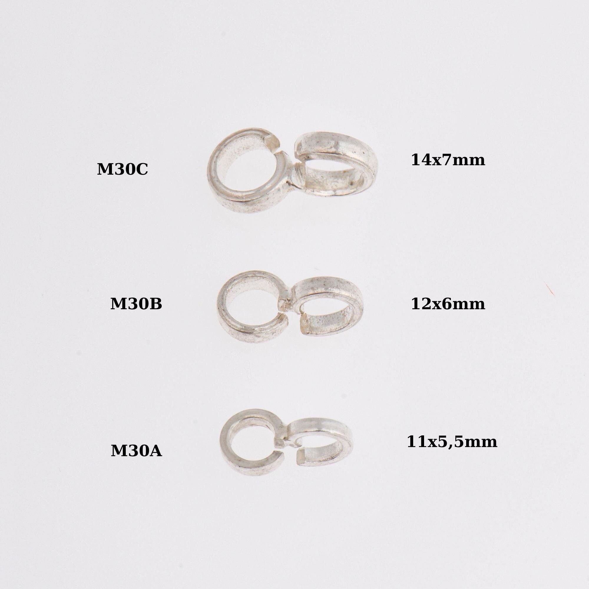925 Sterling Silver Bails with Open Loop, Solid Silver Bails, Smooth Silver Connector Bails, Bail Charms, Jewelry Findings, M30A-B-C
