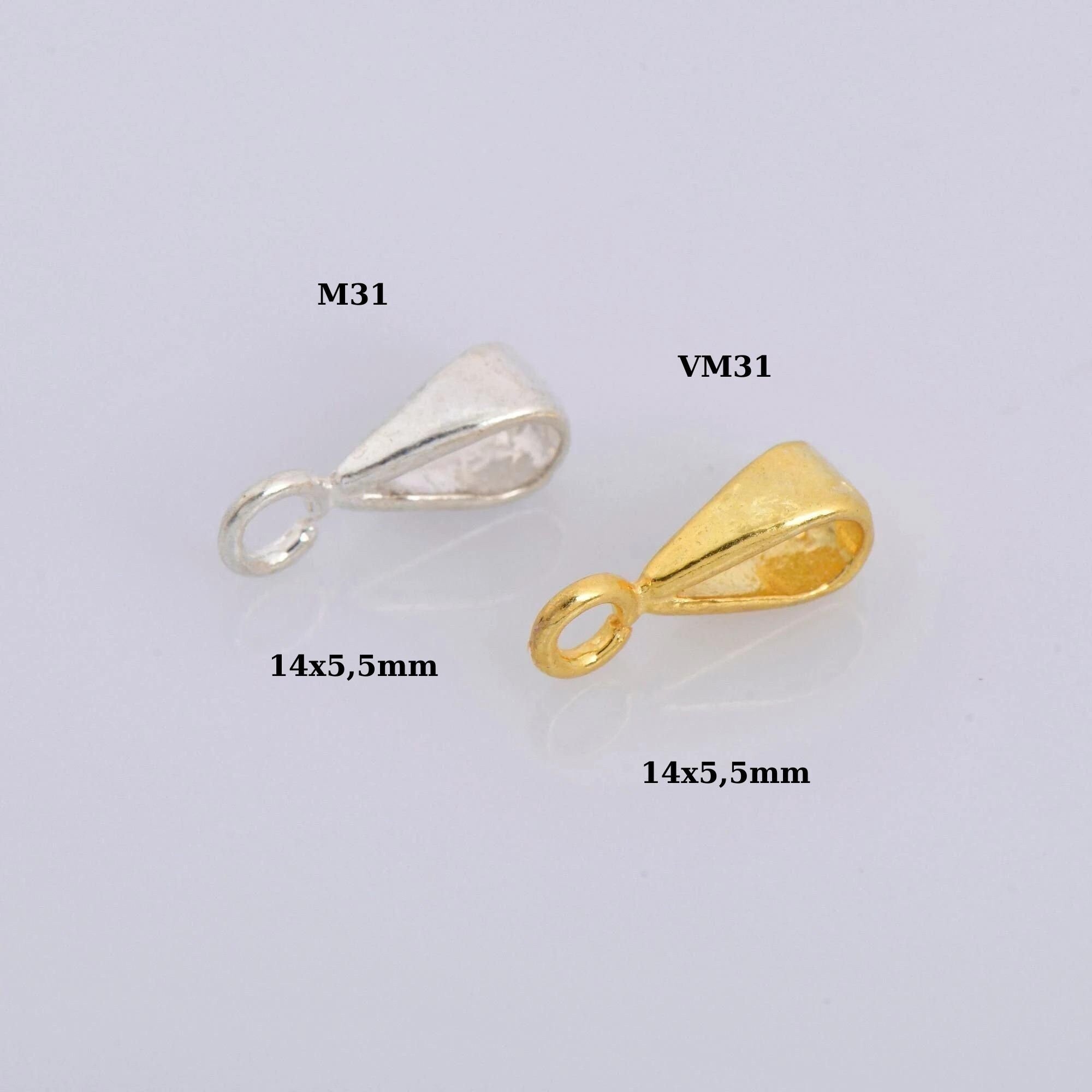 24K Gold Vermeil & 925 Silver Bails with Open Loop, Plated Open Ring Bails, Smooth Connector Bails, Bail Charms, Jewelry Findings, M-VM31
