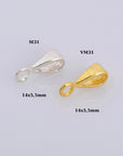 24K Gold Vermeil & 925 Silver Bails with Open Loop, Plated Open Ring Bails, Smooth Connector Bails, Bail Charms, Jewelry Findings, M-VM31