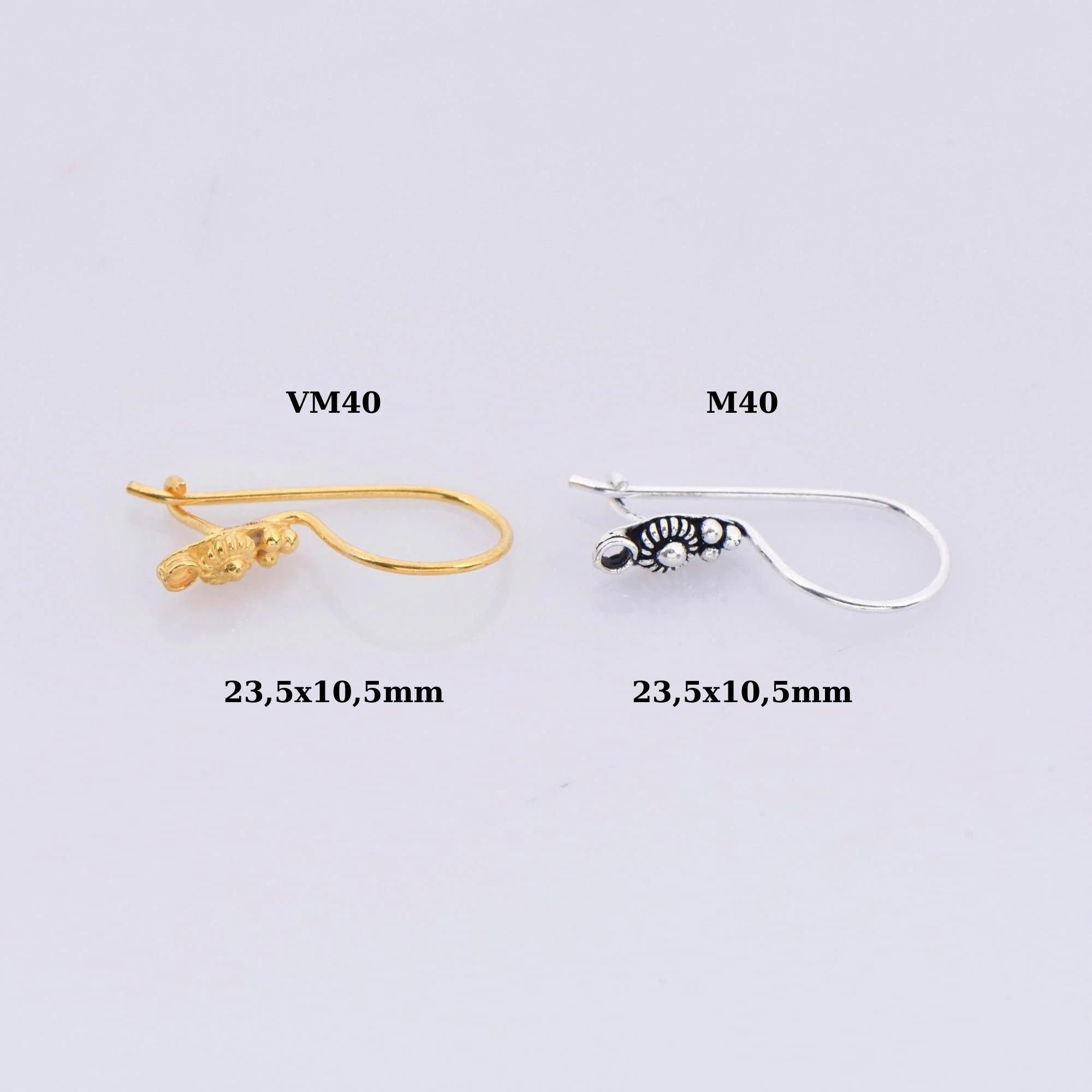 24K Gold Vermeil & 925 Sterling Silver Ear Wires, Earring Hooks, Flower Ear Wires, Earrings Making Supply, Jewelry Findings, M40/VM40